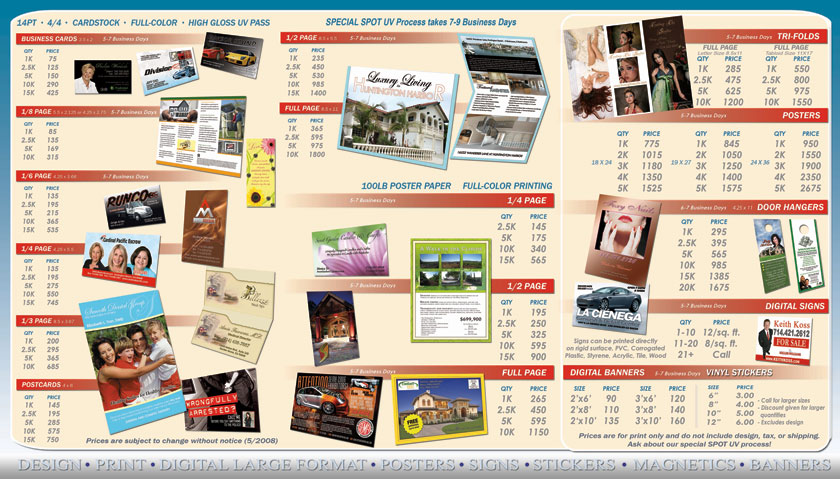 Pricing & Samples Brochure